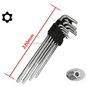 Kit de chave hexagonal, 9 peças, T10-T50 chave hexagonal, com furos, aço carbono, estrela, cabeça, soquete allen, torque, chave inglesa, ferramentas manuais reforçadas