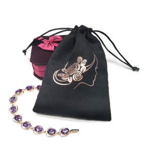 Custom Silk Printed Suede Jewelry Pouch Bag With Logo