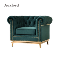 Conjunto de sofás modernos de diseño americano, muebles antiguos seccionales de tela de terciopelo verde, conjuntos de sofás para sala de estar de lujo dorado a la venta