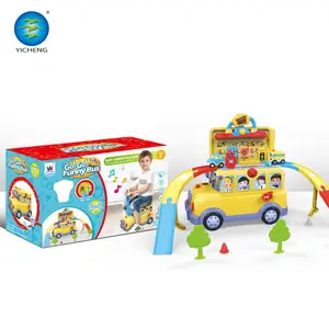 Kid Educational DIY Track Toy Ride On Car with Music Kitchen Sets Toy School Bus Toy