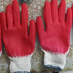 Vietnamesisch Heißer Verkauf Hälfte Gummi Beschichtete Handschuhe-Sicherheit Natürliche Latex Palm Tauch Baumwolle Handschuh-Premium Konstruktive Handschuhe