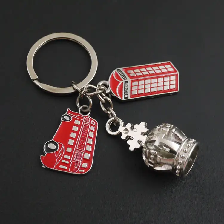 Jual Panas Miniatur London Murah Souvenir Stan Telepon Bus Merah Jimat 3D Perak Mahkota Inggris Gantungan Kunci