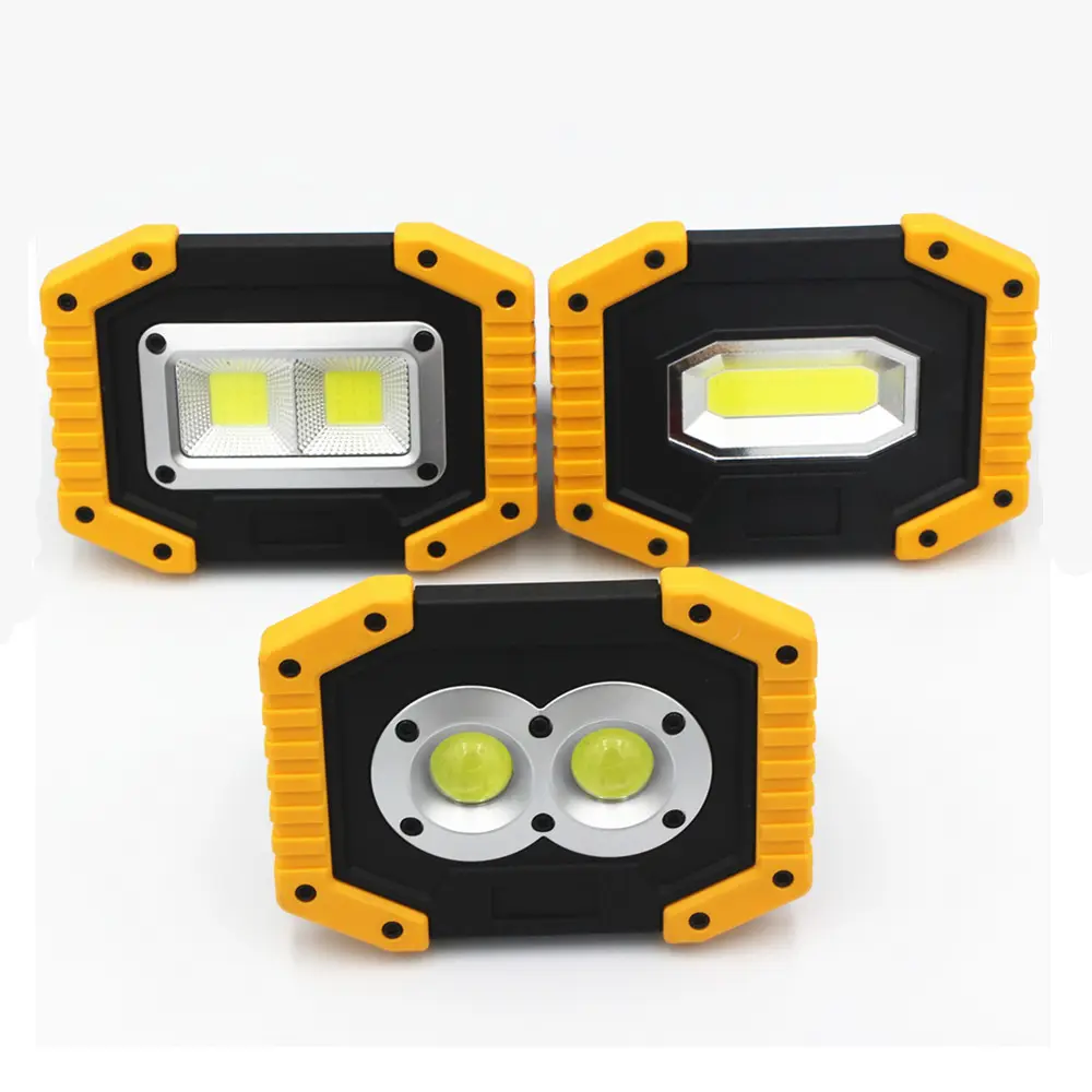 LED COB Floodlight 20W Portable Spotlight 18650 Rechargeable Battery Outdoor Working LightためCamping Hunting 3-Mode Flashlight