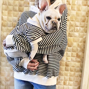 Sweat-shirt à capuche à rayures pour animaux de compagnie, vêtements pour chiens assortis au <span class=keywords><strong>manteau</strong></span> assorti pour chiens et mamans - Product Image 2