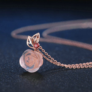 Csja — <span class=keywords><strong>collier</strong></span> à <span class=keywords><strong>fleurs</strong></span> en Quartz Rose, bijoux en argent Sterling 925, pierres précieuses naturelles, tendance, NI025, pour femmes - Product Image 3