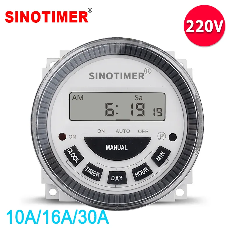 230Vac Heavy Load 30A 7 Days Weekly Programmable Digital Timer Switch Output 220V Voltage Inside Battery mit Dustproof Cover