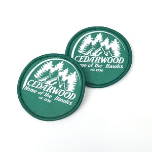 Badges tissés à transférer sur tissu, étiquettes sur mesure avec Logo, nom, bord marbré, tissées, pour T-shirts - Product Image 1