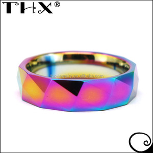 Clásico 6mm diamantes facetas corte de tungsteno de <span class=keywords><strong>Gay</strong></span> Lala promesa anillos de banda Arco Iris, anillo de boda - Product Image 4