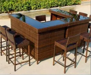 高端藤制户外花园现代酒吧凳家具