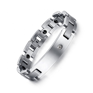 Braccialetto magnetico dell'ematite degli uomini di colore argento dell'acciaio inossidabile 316L all'ingrosso della fabbrica di Guangzhou - Product Image 6