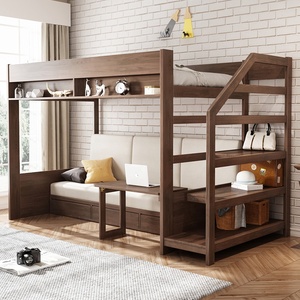 Lit superposé multifonctionnel pour chambre à coucher, vente en gros, meubles en bois massif d'occasion - Product Image 2