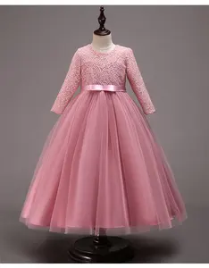 2019 neue Mode Langarm Spitze v zurück Teenager Abendkleid für Mädchen von 12 Jahren