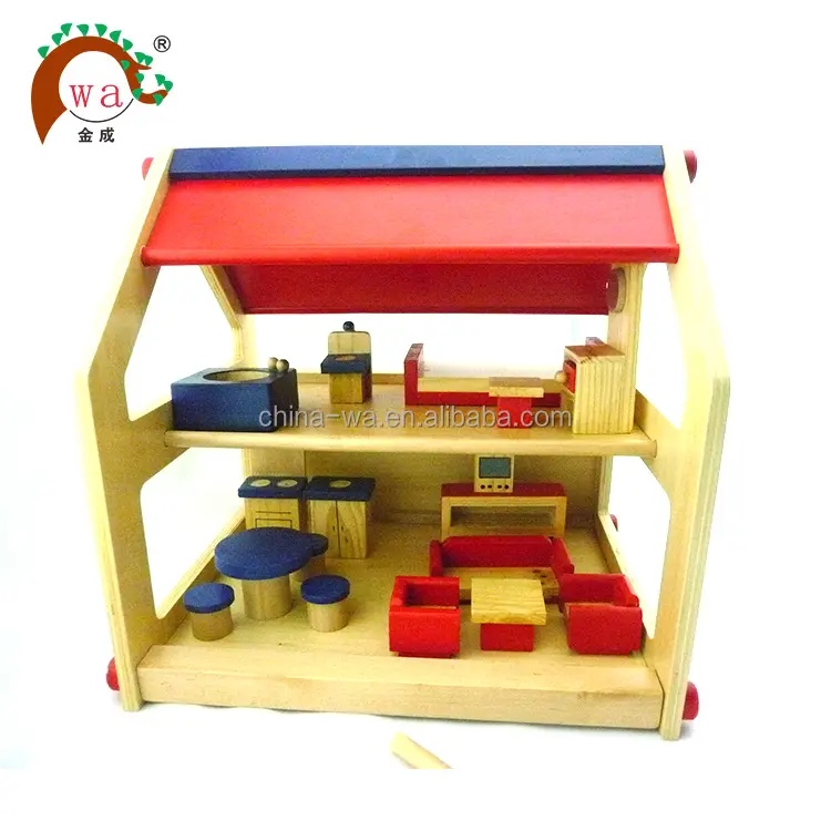 Jouet en bois pour enfants, petite maison de poupées, bricolage, pièces