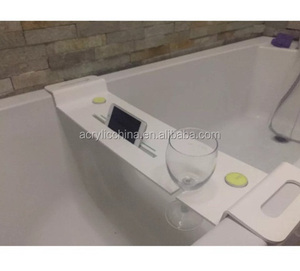 Acrylic bath tub caddy bathtub caddy tray with ipad storage holder