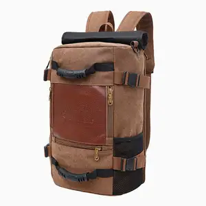 Aliexpress mochila de lona de couro multifuncional, durável, para viagem, duffel, vintage