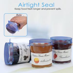 Couvre-aliments en <span class=keywords><strong>silicone</strong></span> extensible multifonctionnel anti-fuite, réutilisable, 6 <span class=keywords><strong>couvercles</strong></span> <span class=keywords><strong>extensibles</strong></span> en <span class=keywords><strong>silicone</strong></span> - Product Image 4