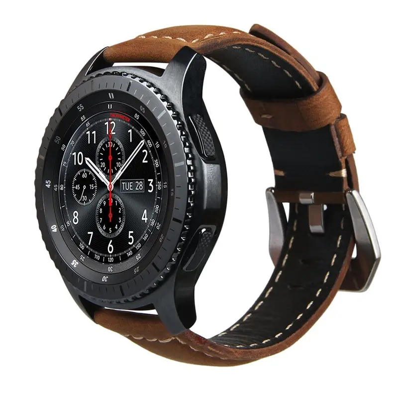 Newest 20ミリメートル/22ミリメートルQuick Release Genuine Leather Crazy Horse Leather Strap For Samsung Gear S3/S2、Galaxy Watch Leather Band