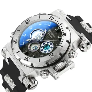 Top Brand STRYVE 8015 Multifunction Sport Watches LED Digital Clock Dual Display Quartz Waterproof Men Relojs