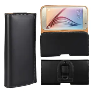 Plain PU Leather universal beltcase bag for iphone 14 13 12 11 XR XS s8 s9 plus note 9 pouches belt clip waist cases