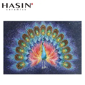 Hasin รูปแบบใหม่แก้วโมเสคผนังภาพจิตรกรรมฝาผนังนกยูงกระเบื้องลายโมเสค (รูปแบบนกยูง)