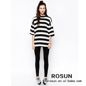 clásico <span class=keywords><strong>jersey</strong></span> de <span class=keywords><strong>rayas</strong></span> kimono de manga de la mitad de las mujeres suéter de manga - Product Image 2