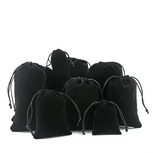 many sizes for choose special High quality small storage drawstring jewelry gift velvet bag black