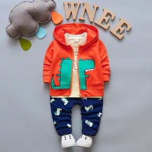2019 spring dinosaur cartoon 3pcs spots hoodies infant gift set boy clothing