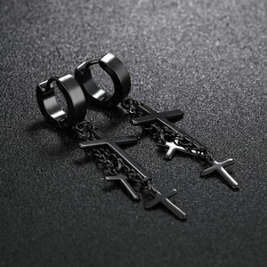 Marlary Fancy Design Hanging <strong>Cross</strong> <strong>Earrings</strong> for <strong>Men</strong> Gold Stainless Steel Hoop <strong>Cross</strong> Pendant <strong>Earrings</strong> - Product Image 5