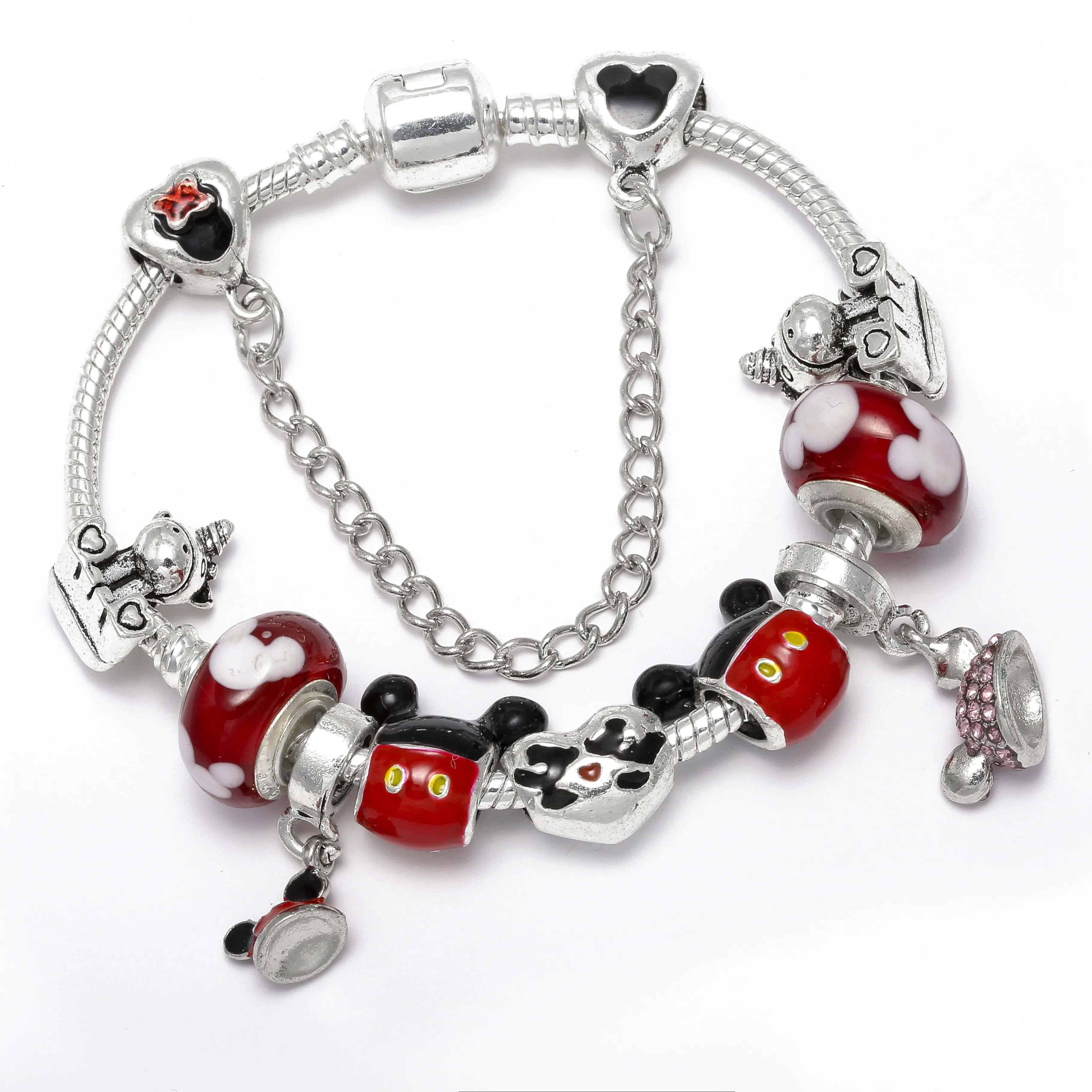 European Popular Charm Bracelet For Women Luxury Brand Crystal Beads Snake Chain Bracelets Silver Color Jewelry 2017