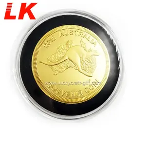 Moneda de metal de canguro australiano chapado en oro, redonda, 2020