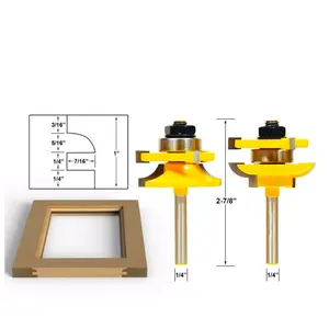 L-N067 Rail En Stijl Router Bits - 2 Bit Ronde Over - 1/4 "Schacht Deurmes Houtbewerking Cutter Tenon Cutter Voor Houtbewerking