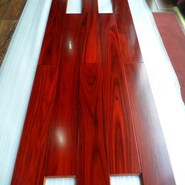 glossy Prefinished Mahogany color African Rosewood engineered wood floor
