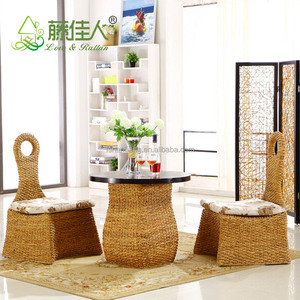 2016 nuevo diseño moderno rattan jacinto de agua tienda de café de madera mesas y sillas colocadas - Product Image 4