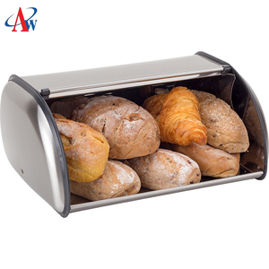 Popolare In <span class=keywords><strong>Acciaio</strong></span> Inox Pane Cibo Scatola di Immagazzinaggio Grande In Metallo Pane Bin con PS Coperchio - Product Image 1