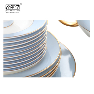 Service de <span class=keywords><strong>vaisselle</strong></span> de luxe <span class=keywords><strong>complet</strong></span>, disponible en bleu ciel, service de table en porcelaine d'os fin, pour restaurant d'hôtel, vente en gros, 9 pièces - Product Image 4