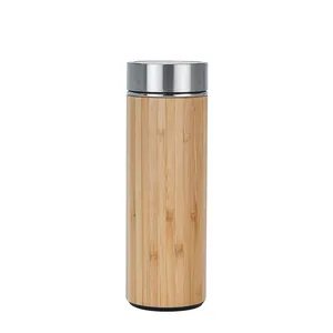 Termos thermos di bambù dell'acqua dell'acciaio inossidabile della doppia parete della tazza della bevanda di legno di Bambou 460 ml con il filtro