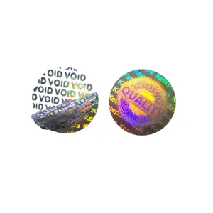 VOID warranty tamper resistant if removed hologram sticker label in small round shape