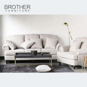 モダンな3人乗りの白いソファセットロングバックヴィンテージ生地の椅子エレガントな白いソファ家具 - Product Image 5