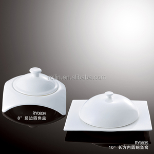 Hotel <span class=keywords><strong>y</strong></span> <span class=keywords><strong>Restaurante</strong></span> de moda de alta calidad de porcelana blanca conjunto de cerámica vajilla plato de sopa plato - Product Image 1