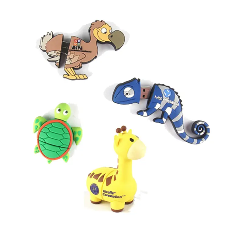 Prix moins cher Personnalisé En Forme de girafe Pvc Dessin Animé Animal Usb 2.0 3.0 Lecteur Flash usb bâtons