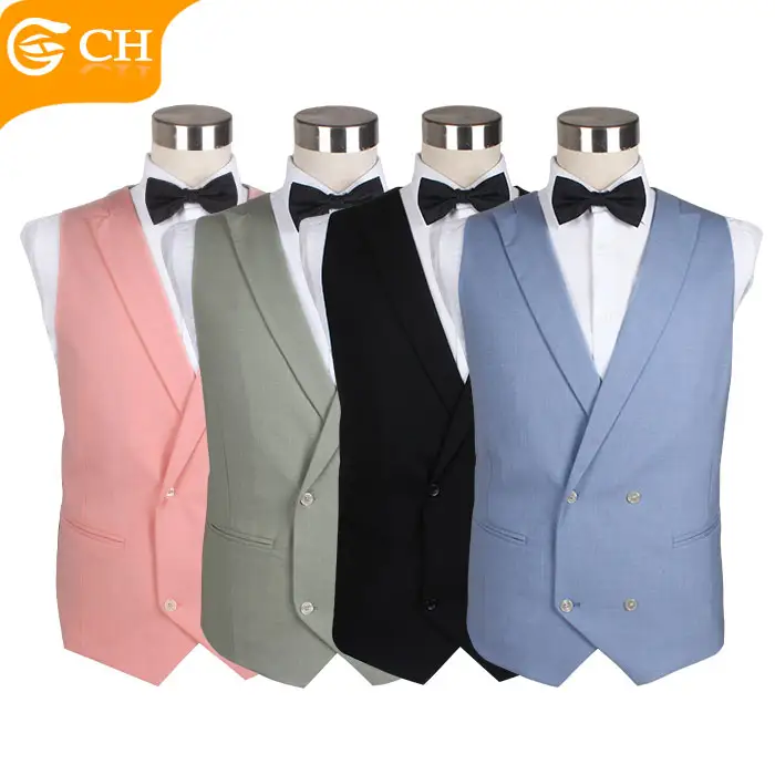 OEM ODM Homens Baratos Vest & Colete Mais Recente Design Plain Sólido Preto Colorido Suit Vest Custom Personal Cotton Men Colete Colete