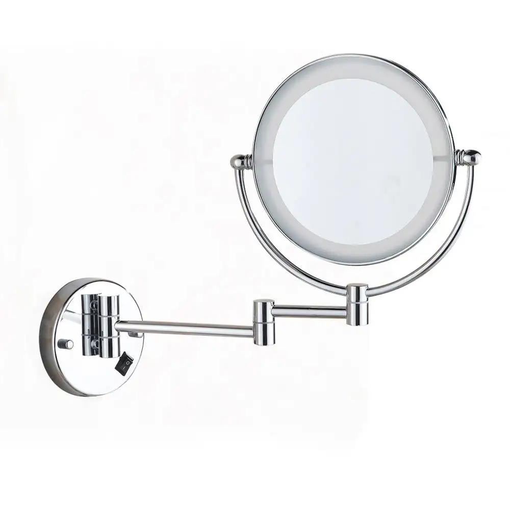 Высококачественное настенное зеркало для макияжа Fapully со светодиодной подсветкой и сенсорным экраном, зеркало для макияжа, украшение для ванной комнаты, круглый хром для макияжа