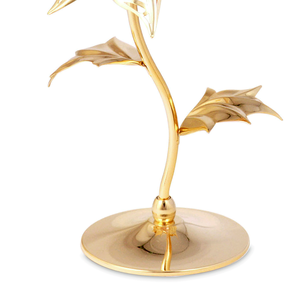 Figurine de poinsettia en cristal taillé brillant, décorée de fleurs européennes, en or plaqué, artisanat populaire, fabriquée sur mesure par Crystocraft - Product Image 3