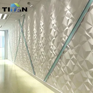 Dekorasi Rumah Ruang Tamu Ruang Duduk Promosi Tahan Api Bentuk Diamond 3D Panel Dinding