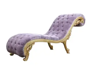 Sofá reprodução estilo francês, sofá de tecido roxo esculpido à mão BF08-J0004