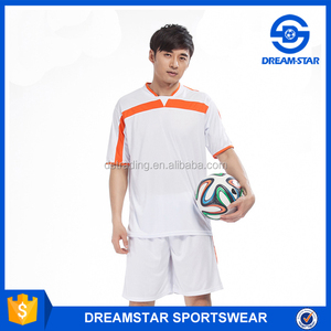 Promotional print New White Orange short sleep soccer Kits - Product Image 5