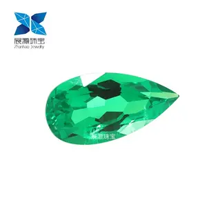 Zhanhao Jewelry pear cut loose big size 3ct 4ct hydrothermal panjshir emerald same component as natural emerald