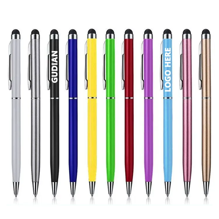 Gratis Aanpassen Logo Metalen Touch Pen Aluminium Balpen Stylus Pen