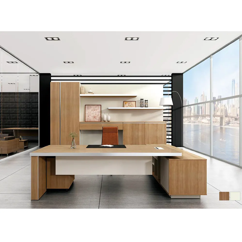 Vente en gros de meuble de bureau moderne en mélamine, forme L, vente en gros, livraison gratuite depuis la chine