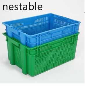 Recyclebare Plastic Nestbare Stapelbare Opslagmand Voor Fruitkratten Met Geperforeerde Gaasstructuur, Milieuvriendelijke Nestbare Containers - Product Image 3